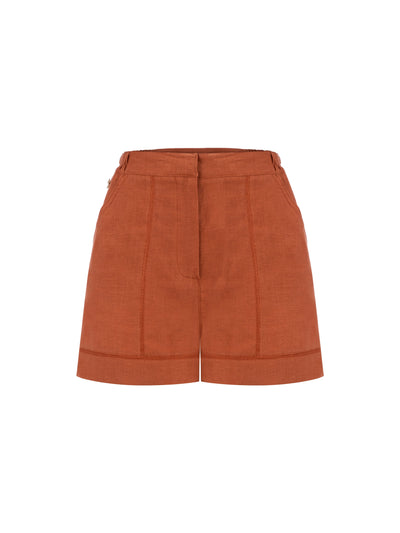 A Short Talk Keten Şort - Kiremit