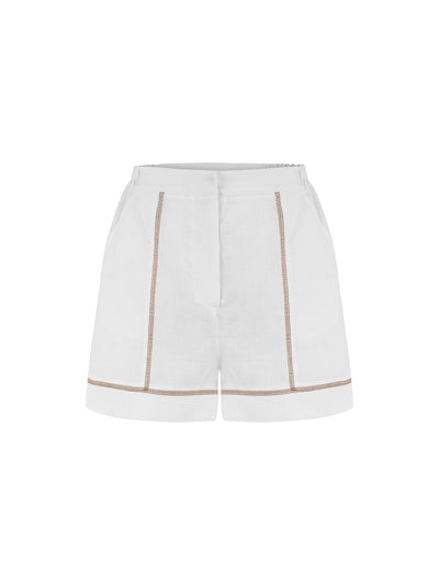 A Short Talk Keten Şort - Beyaz