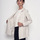 At Good Old Pera Keten Ceket - Yulaf Çizgili