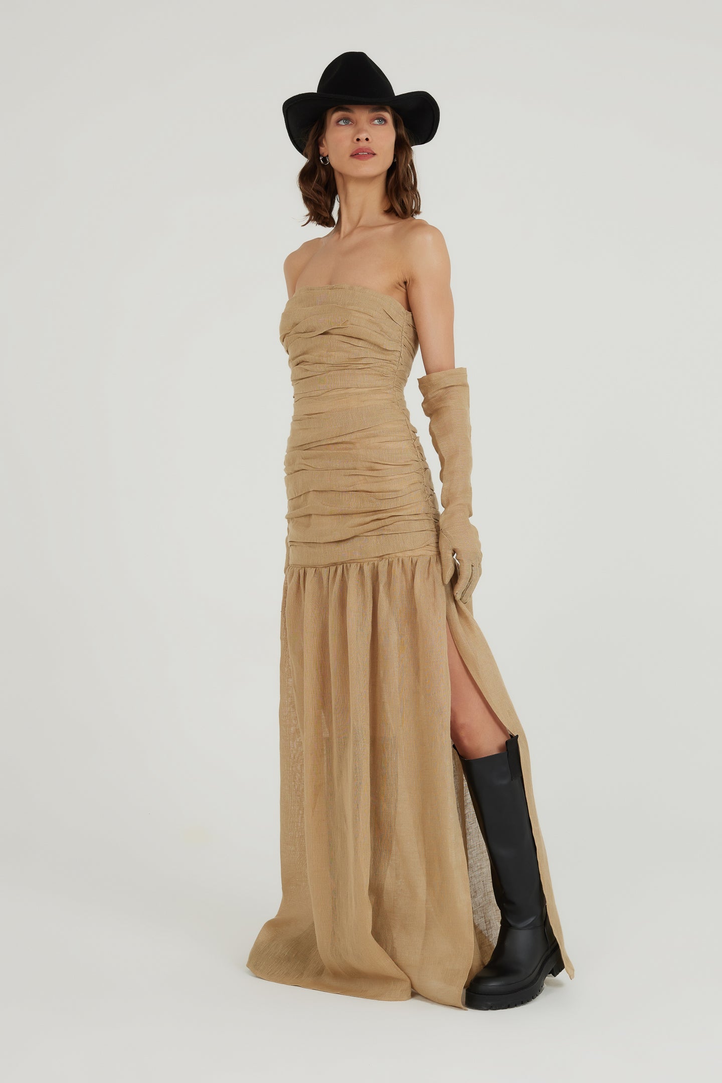 Ocean of Thoughts Keten Elbise - Kum Rengi