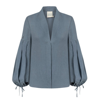 The Present Keten Gömlek - Mavi Gri